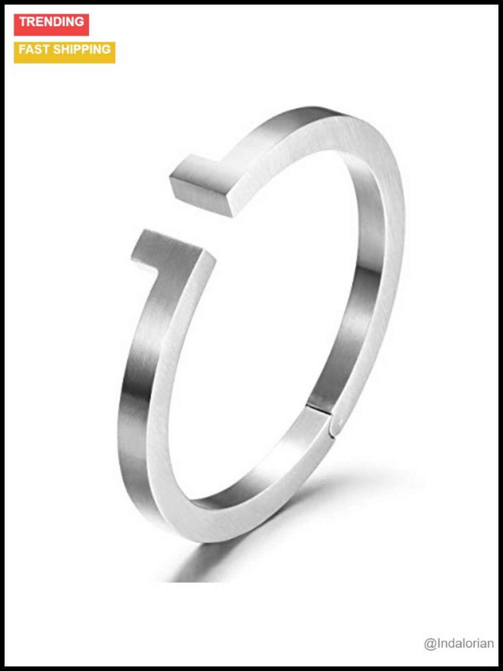 Stainless Steel Men's Cuff Bangle Bracelet with Spring-Clasp Oval Bangle